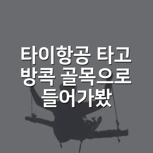 타이항공 타고 방콕 골목으로 들어가봤더니, 여행의 속도가 조금 달라졌다 - 요약