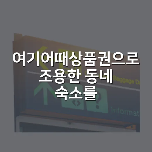 여기어때상품권으로 조용한 동네 숙소를 잡아봤더니 생긴 일 - 요약