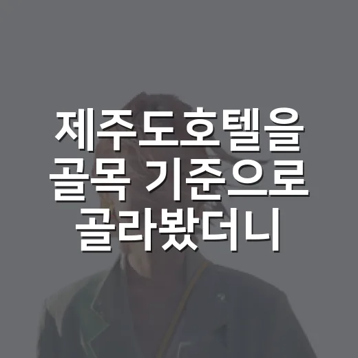 제주도호텔을 골목 기준으로 골라봤더니 보인 조용한 제주의 얼굴 - 요약