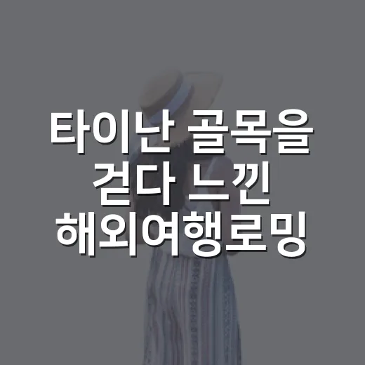 타이난 골목을 걷다 느낀 해외여행로밍의 진짜 쓸모 - 요약