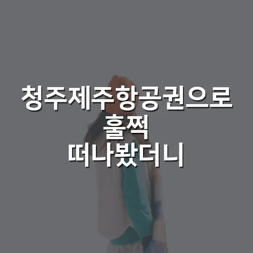 청주제주항공권으로 훌쩍 떠나봤더니, 여행은 공항 가는 길부터 조용했다 - 요약