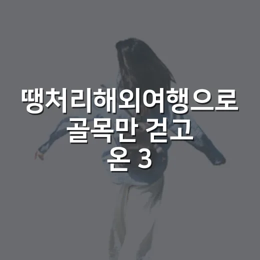 땡처리해외여행으로 골목만 걷고 온 3박 4일 후기 - 요약