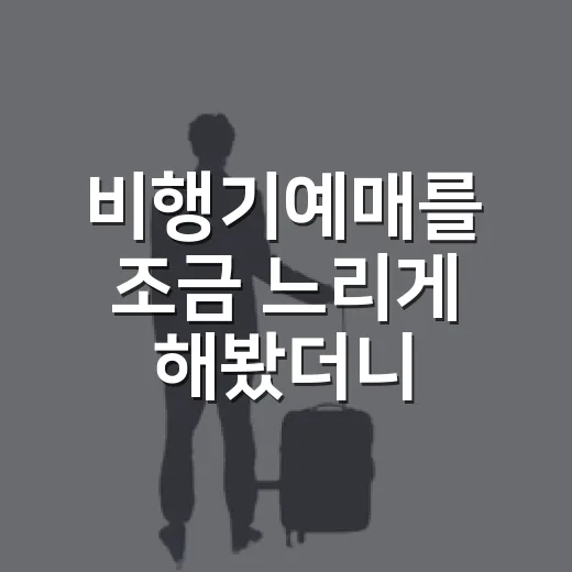비행기예매를 조금 느리게 해봤더니, 조용한 동네가 먼저 보였다 - 요약