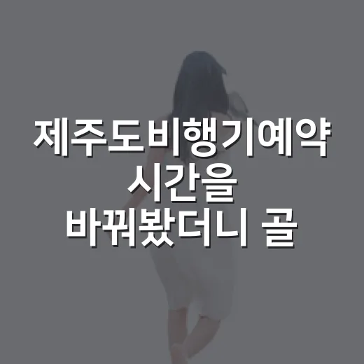 제주도비행기예약 시간을 바꿔봤더니 골목 여행이 달라졌다 - 요약