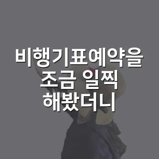 비행기표예약을 조금 일찍 해봤더니, 조용한 골목 여행이 달라졌다 - 요약