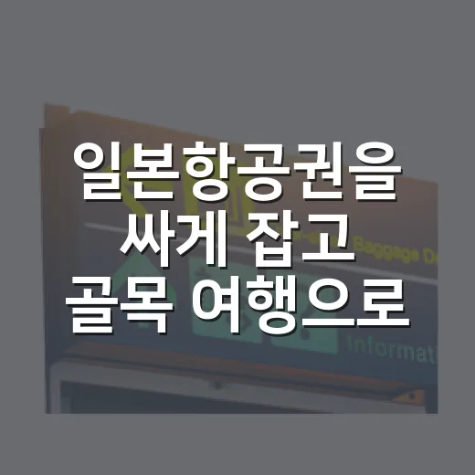 일본항공권을 싸게 잡고 골목 여행으로 돌려봤더니 - 요약