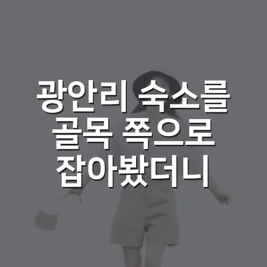 광안리 숙소를 골목 쪽으로 잡아봤더니 밤바다보다 동네가 먼저 보였다 - 요약