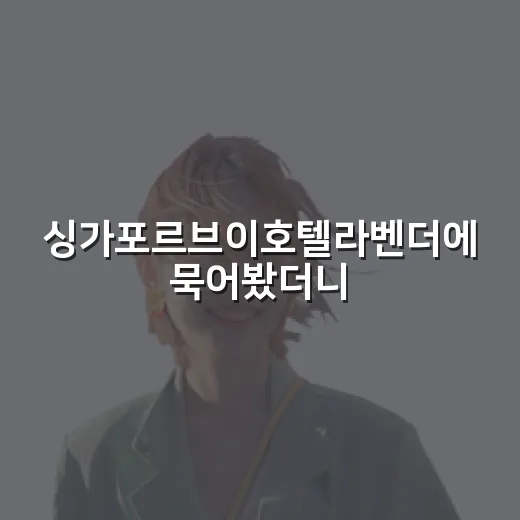 싱가포르브이호텔라벤더에 묵어봤더니, 관광지보다 동네가 먼저 보였다 - 요약