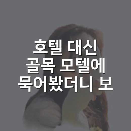 호텔 대신 골목 모텔에 묵어봤더니 보인 동네의 속도 - 요약