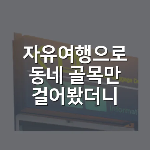 자유여행으로 동네 골목만 걸어봤더니 남는 것들이 달랐다 - 요약
