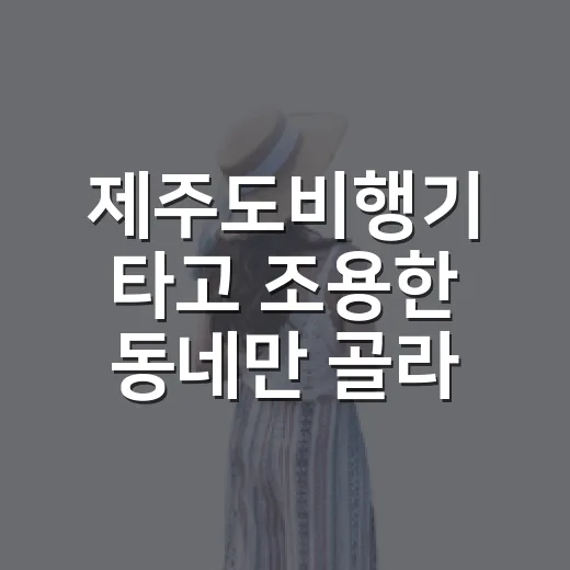 제주도비행기 타고 조용한 동네만 골라 걸어봤더니 - 요약