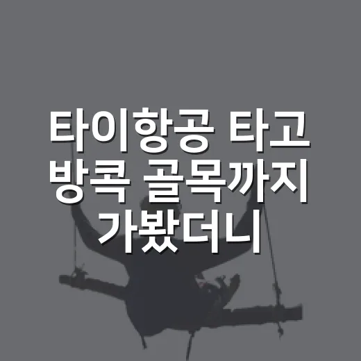 타이항공 타고 방콕 골목까지 가봤더니, 화려함보다 오래 남은 장면들 - 요약