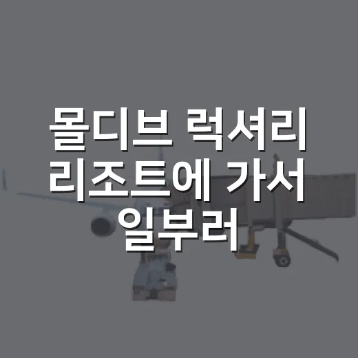 몰디브 럭셔리 리조트에 가서 일부러 조용한 길만 걸어봤더니 - 요약