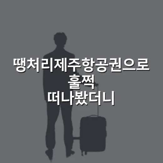 땡처리제주항공권으로 훌쩍 떠나봤더니, 제주 골목이 더 잘 보였다 - 요약