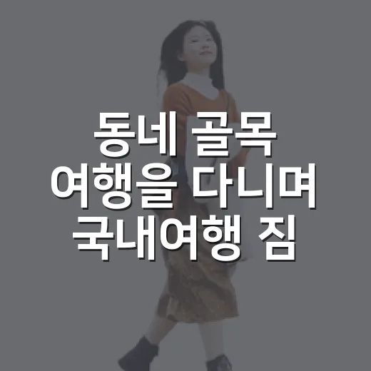 동네 골목 여행을 다니며 국내여행 짐을 줄여봤더니 남는 것들 - 요약