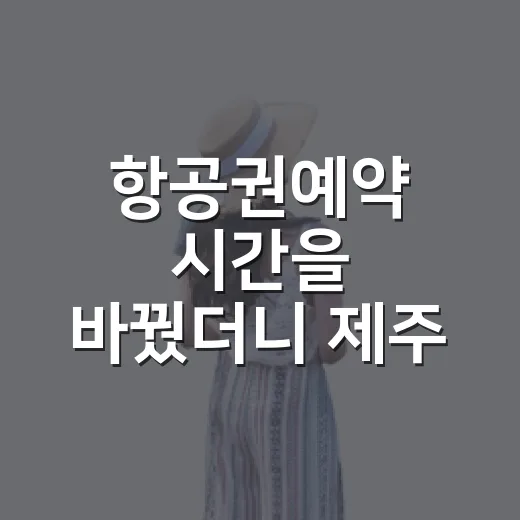 항공권예약 시간을 바꿨더니 제주 골목이 보였다 - 요약