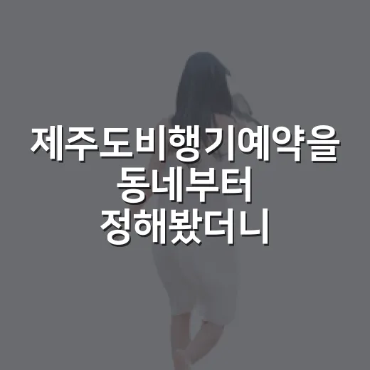 제주도비행기예약을 동네부터 정해봤더니 - 요약