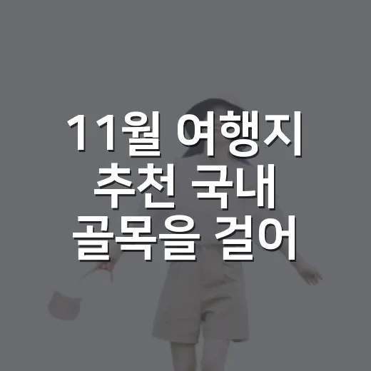11월 여행지 추천 국내 골목을 걸어봤더니 - 요약