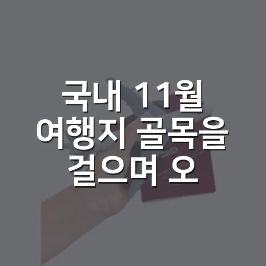 국내 11월 여행지 골목을 걸으며 오래 머문 세 곳 - 요약