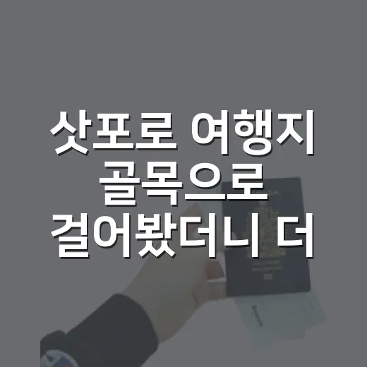 삿포로 여행지 골목으로 걸어봤더니 더 오래 남았다 - 요약