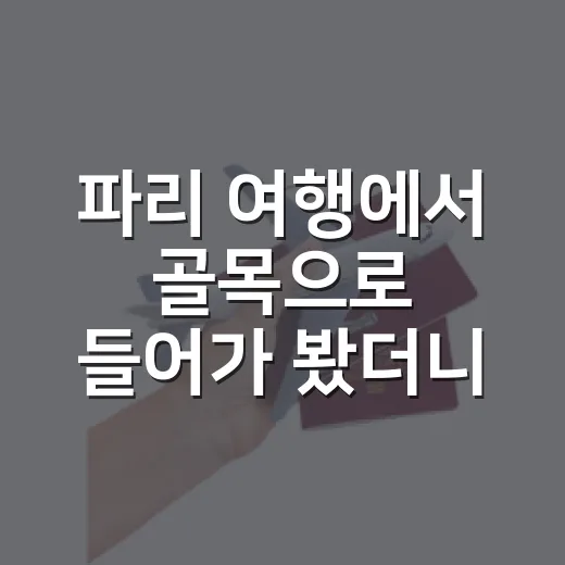 파리 여행에서 골목으로 들어가 봤더니 - 요약
