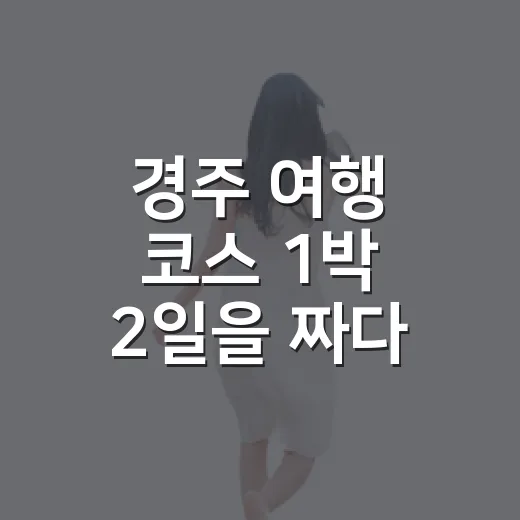 경주 여행 코스 1박 2일을 짜다 골목에 마음이 갔다 - 요약