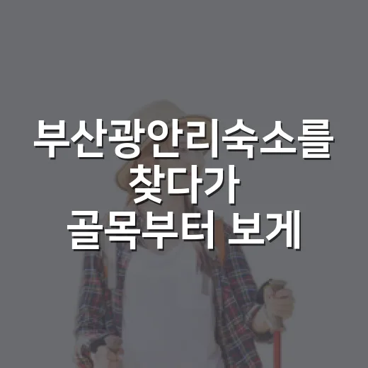 부산광안리숙소를 찾다가 골목부터 보게 된 이유 - 요약