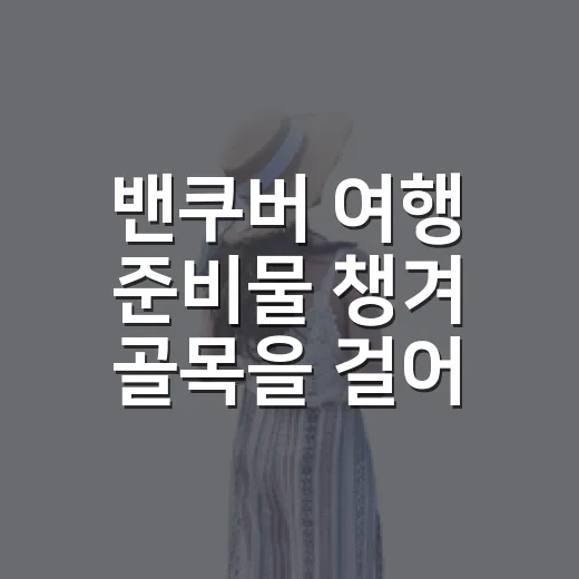 밴쿠버 여행 준비물 챙겨 골목을 걸어봤더니 - 요약