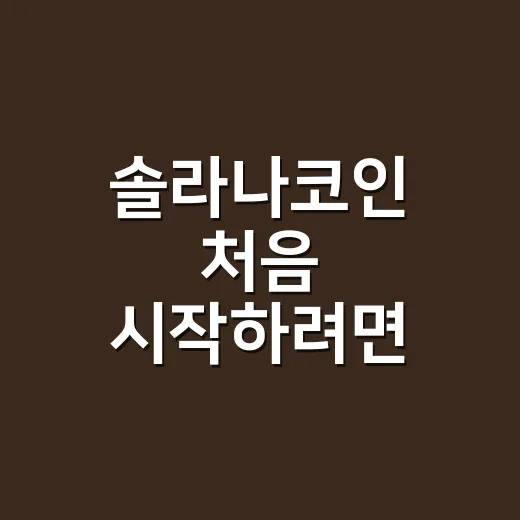 솔라나코인 처음 시작하려면 이렇게 확인하세요 - 요약