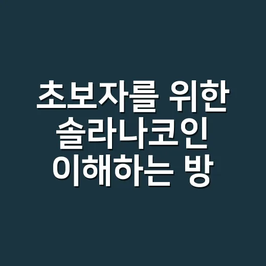 초보자를 위한 솔라나코인 이해하는 방법, 사기 전에 꼭 볼 포인트 - 요약