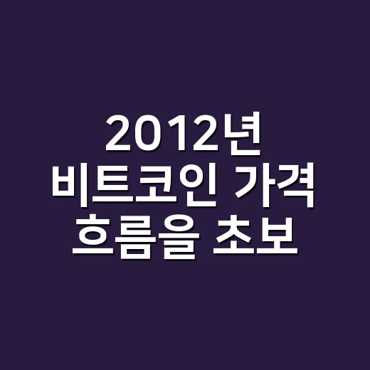 2012년 비트코인 가격 흐름을 초보자도 쉽게 읽는 방법 - 요약