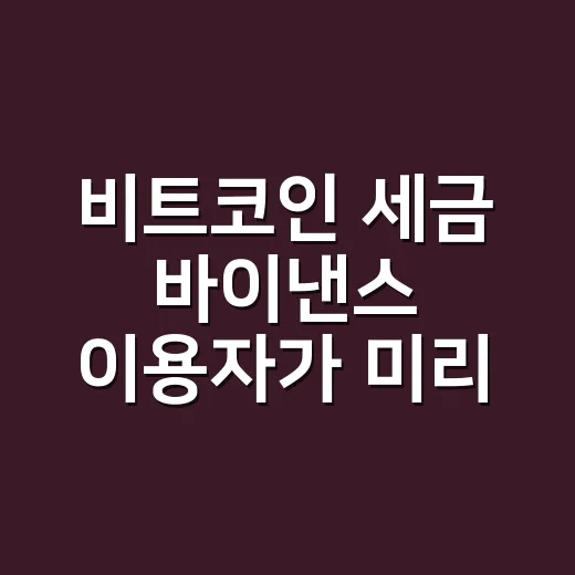 비트코인 세금 바이낸스 이용자가 미리 챙기는 방법 - 요약