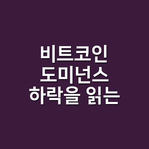 비트코인 도미넌스 하락을 읽는 방법, 알트코인 움직임까지 같이 보는 법 - 요약