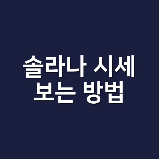 솔라나 시세 보는 방법, 초보자는 이렇게 확인하면 덜 흔들립니다 - 요약
