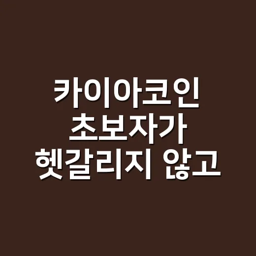 카이아코인 초보자가 헷갈리지 않고 이해하는 방법 - 요약