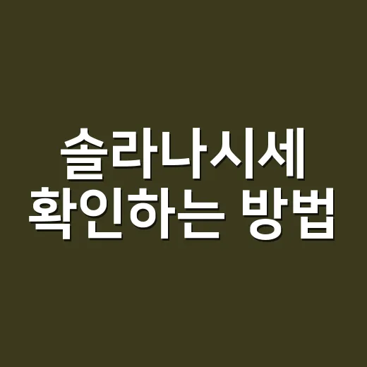 솔라나시세 확인하는 방법, 초보자는 이렇게 보면 덜 흔들립니다 - 요약