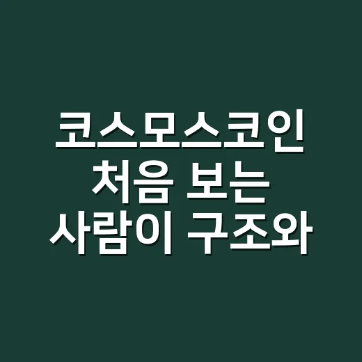 코스모스코인 처음 보는 사람이 구조와 리스크 파악하는 방법 - 요약