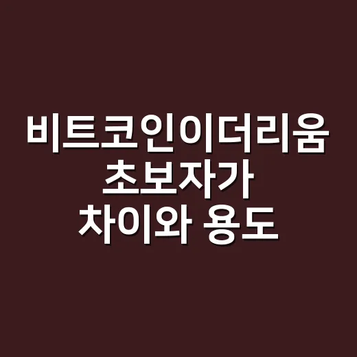 비트코인이더리움 초보자가 차이와 용도 구분하는 방법 - 요약