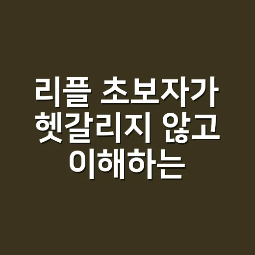 리플 초보자가 헷갈리지 않고 이해하는 방법 - 요약