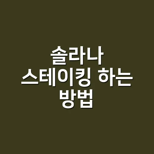 솔라나 스테이킹 하는 방법, 초보자가 먼저 확인할 것들 - 요약