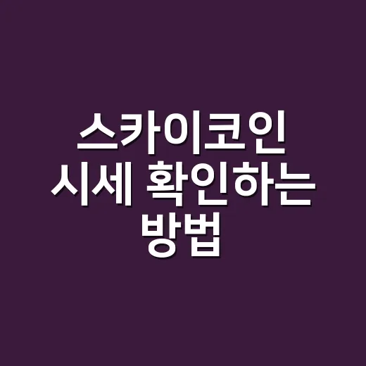 스카이코인 시세 확인하는 방법, 거래량까지 같이 보는 법 - 요약