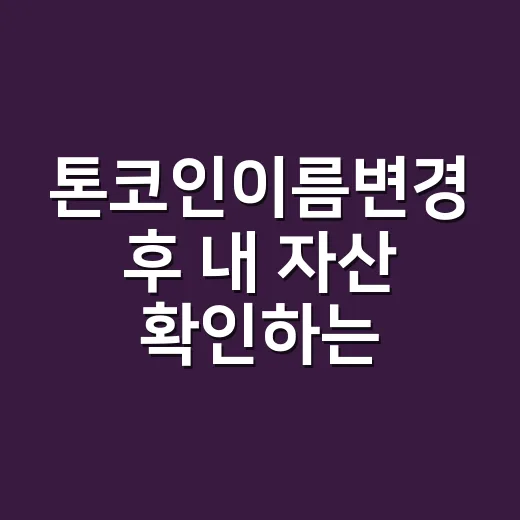 톤코인이름변경 후 내 자산 확인하는 방법 - 요약