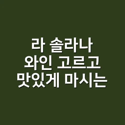 라 솔라나 와인 고르고 맛있게 마시는 방법 - 요약