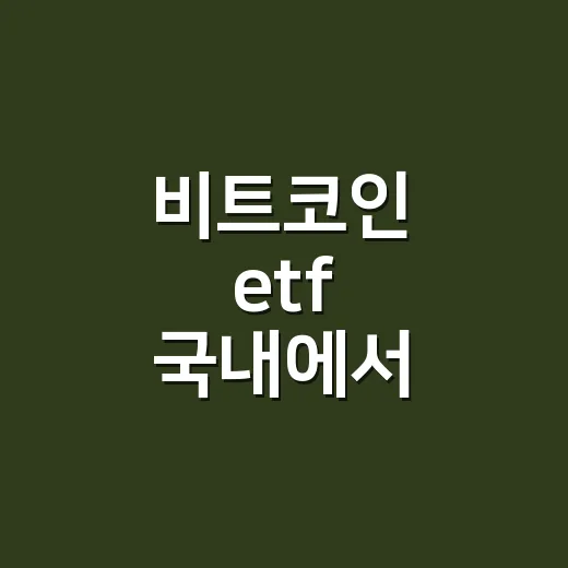 비트코인 etf 국내에서 투자하려면 이렇게 확인하세요 - 요약