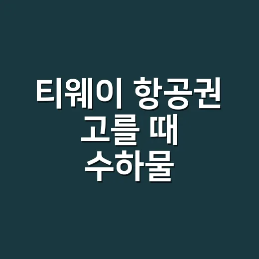 티웨이 항공권 고를 때 수하물·체크인까지 덜 헷갈리는 방법 - 요약