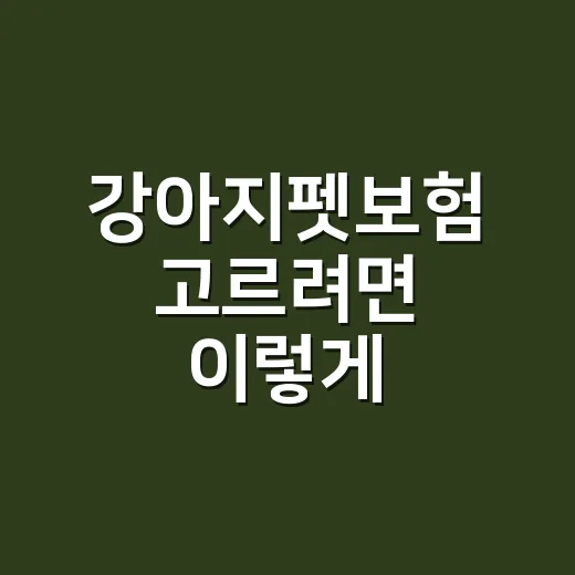 강아지펫보험 고르려면 이렇게 비교하면 됩니다 - 요약