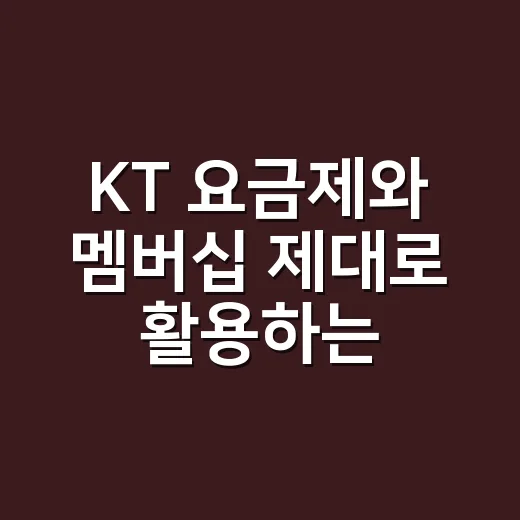 KT 요금제와 멤버십 제대로 활용하는 방법 - 요약