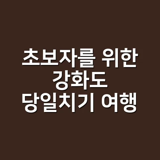 초보자를 위한 강화도 당일치기 여행 코스 짜는 방법 - 요약