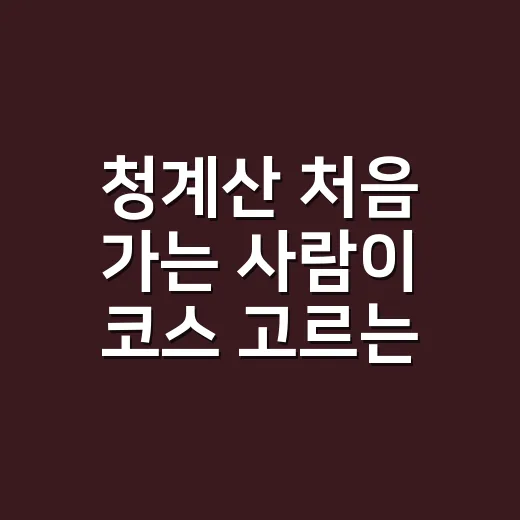 청계산 처음 가는 사람이 코스 고르는 방법 - 요약