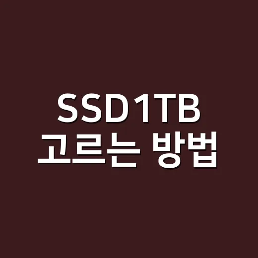 SSD1TB 고르는 방법, 속도보다 먼저 봐야 할 것들 - 요약